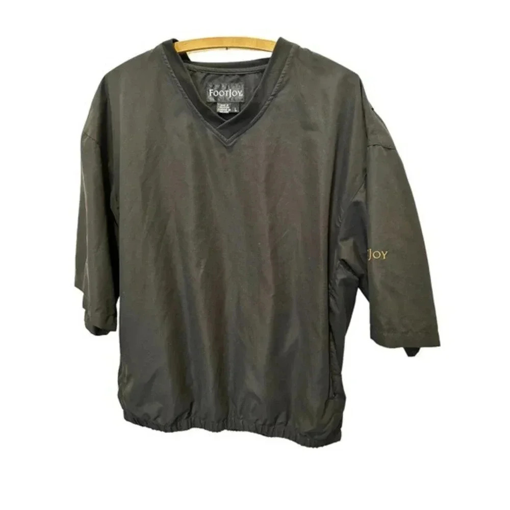 FootJoy Men's Black V Neck Short Sleeve Pullover Windbreaker Golf Jacket Size‎ L